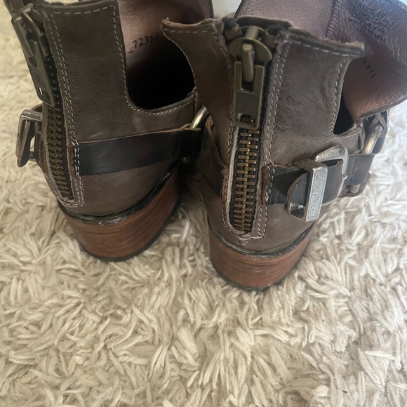 Grey Leather Ankle Boots with Buckle Detail - Picture 4 of 6